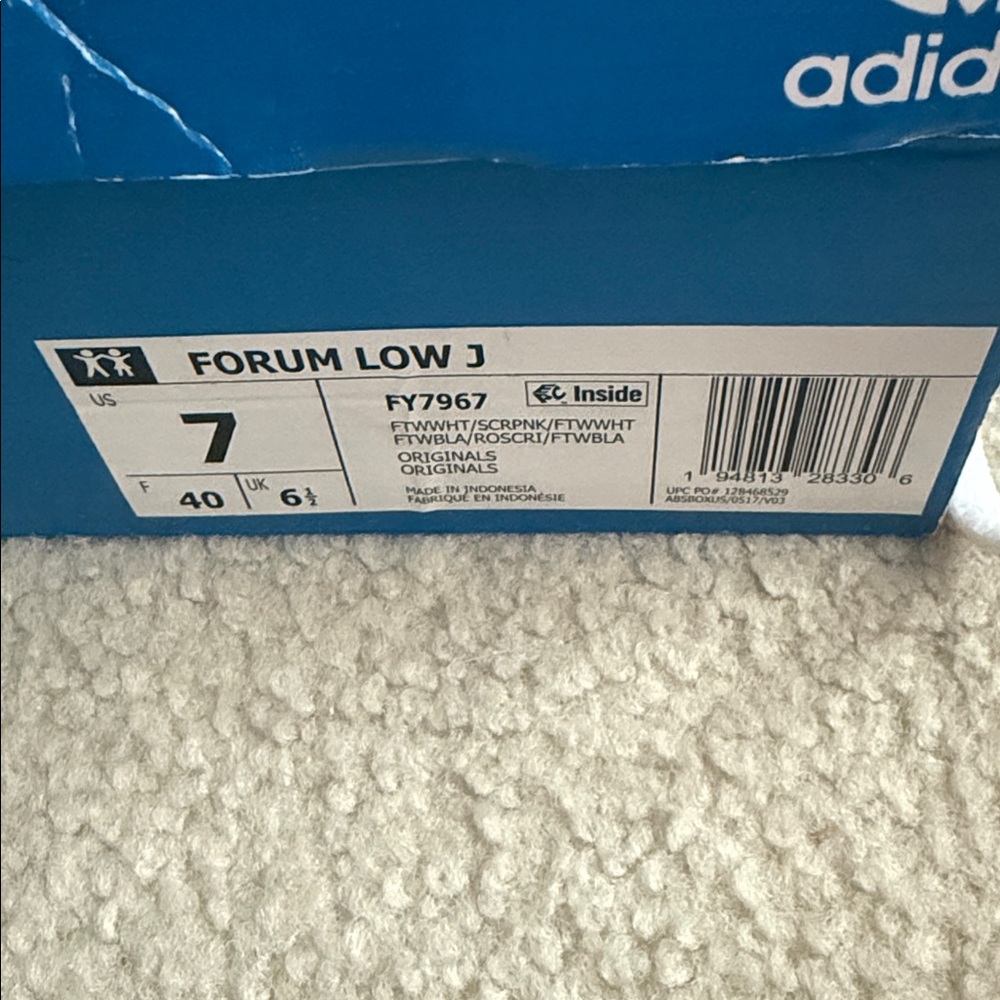 Adidas Kids' Forum Low J Sneakers size 7 (Adult 8.5) pink and white - Picture 2 of 7